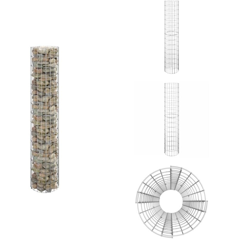 Poteau à gabion circulaire Acier galvanisé Ø30x150 cm - Clôture - Bordure Jardin - Gabion - Poteaux Gabions - Décoration Extérieur