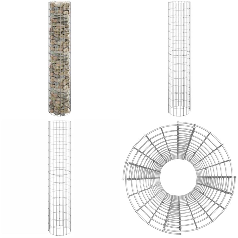 Poteau à gabion circulaire Acier galvanisé Ø30x150 cm - Clôture - Bordure Jardin - Gabion - Poteaux Gabions - Décoration Extérieur - Home & Living