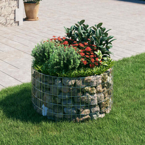 Poteau à gabion  Clôture de jardin  Gabion Panier en pierre  Cage à Pierres de Jardin décoratif circulaire Acier galvanisé Ø100x50 cm DBEB4966461