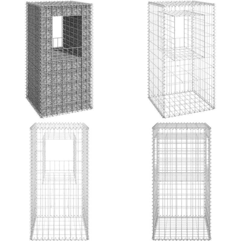 Poteau à panier de gabion 50x50x100 cm Fer - poteau à panier en gabion - poteaux à panier en gabion - Home & Living - Argent