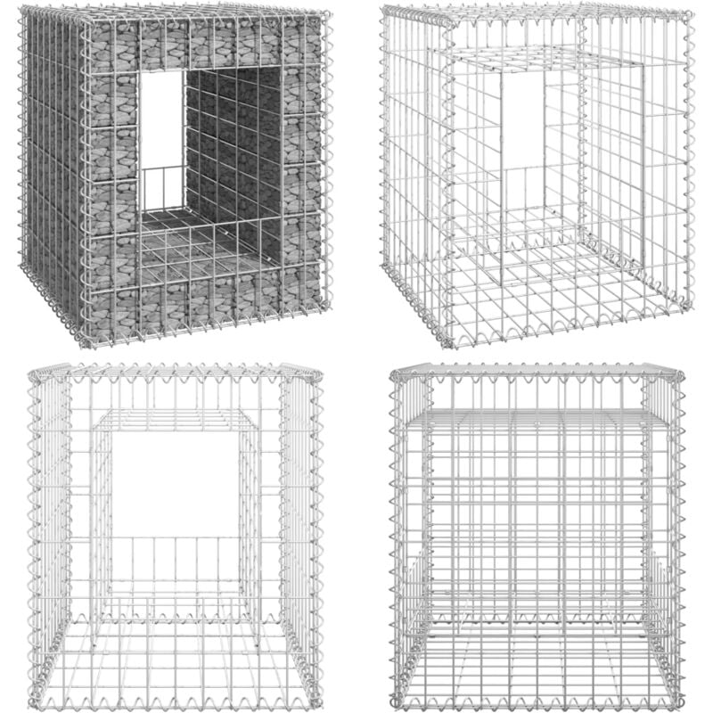 Poteau à panier de gabion 50x50x60 cm Fer - poteau à panier en gabion - poteaux à panier en gabion - Home & Living - Argent
