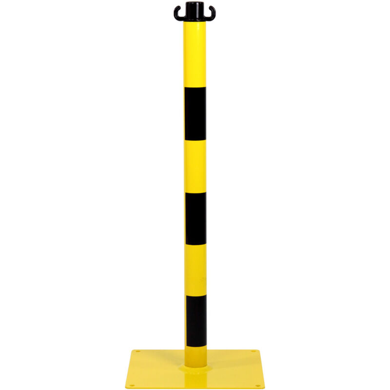 Poteau acier Jaune/Noir sur platine à fixer - 2250023