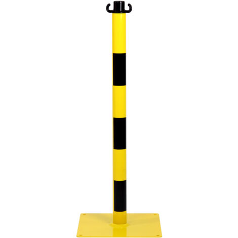 Poteau acier Jaune/Noir sur platine à fixer - 2250023
