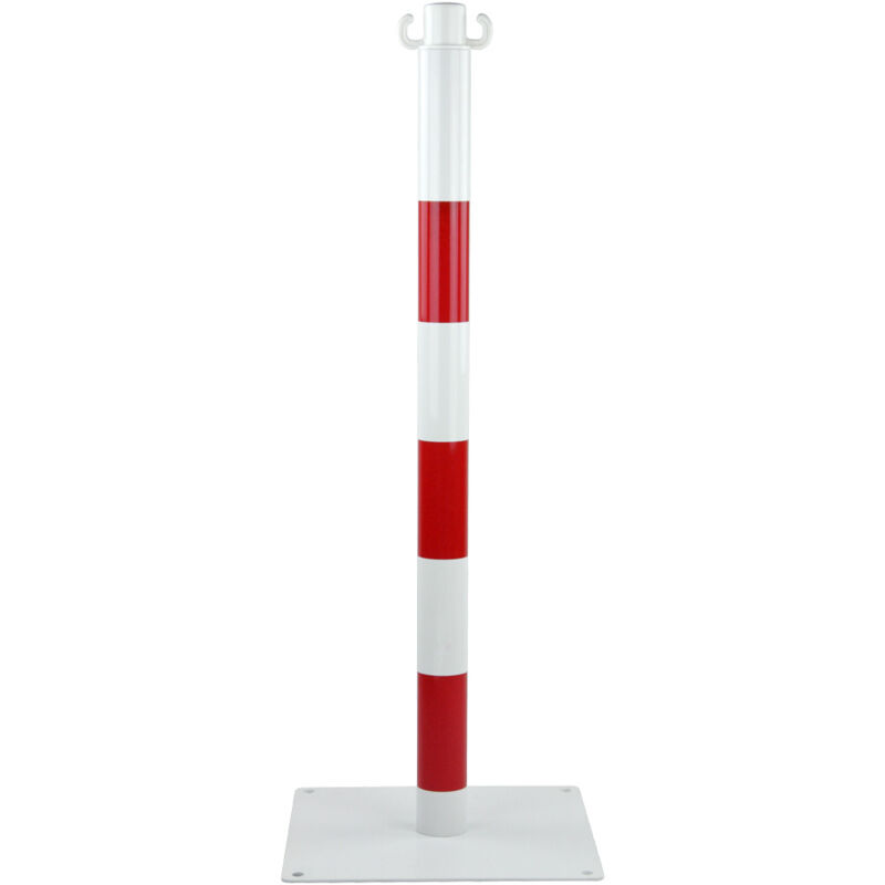 Poteau acier Rouge/Blanc sur platine à fixer - 2250009