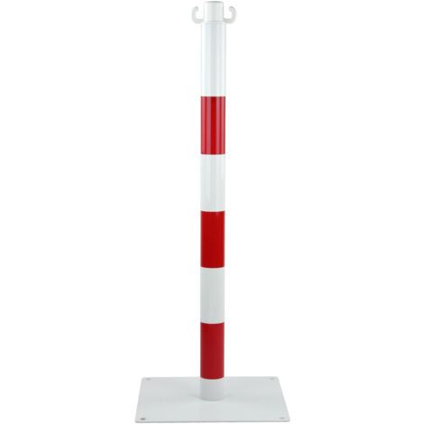 Poteau acier Rouge/Blanc sur platine à fixer - 2250009