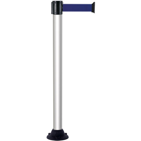 Poteau Alu Anodisé à sangle Bleu 4m x 50mm sur socle fixe - 2052511
