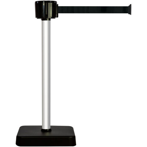 Poteau alu anodisé à sangle grande longueur noir 12m x 50mm sur socle mobile - 2810111