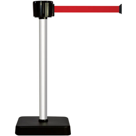 Poteau alu anodisé à sangle grande longueur rouge 12m x 50mm sur socle mobile - 2810128
