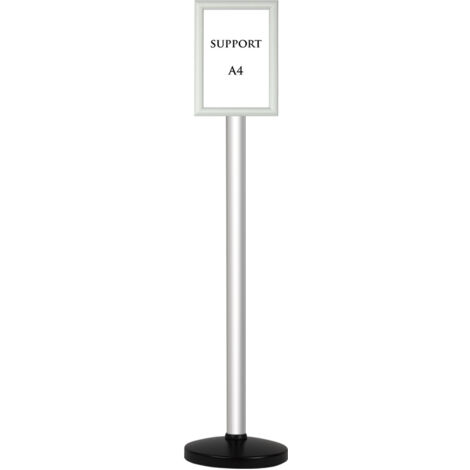 Poteau alu anodisé grande hauteur sur socle portable avec support alu A4 - 2034036