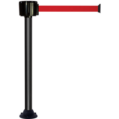 Poteau alu noir à sangle grande longueur rouge 12m x 50mm sur socle fixe - 2810265