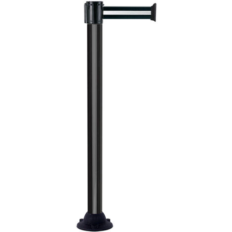Poteau Alu Noir laqué à sangle Noir/Argent 3m x 50mm sur socle fixe - 2010184