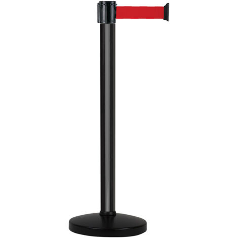 Poteau Alu Noir laqué à sangle Rouge 5m x 50mm sur socle portable - 2052290