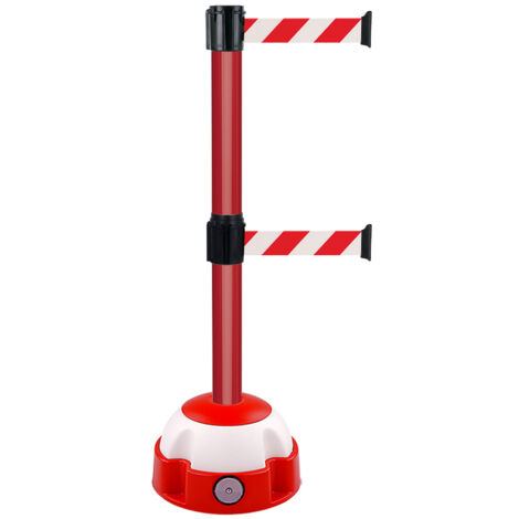 Poteau Alu Rouge à double sangle Rouge/Blanc hachuré 3m x 50mm sur socle Balise - 2900102
