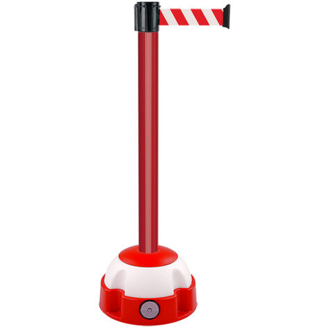 Poteau Alu Rouge laqué à sangle Rouge/Blanc hachuré 3m x 50mm sur socle Balise - 2010382