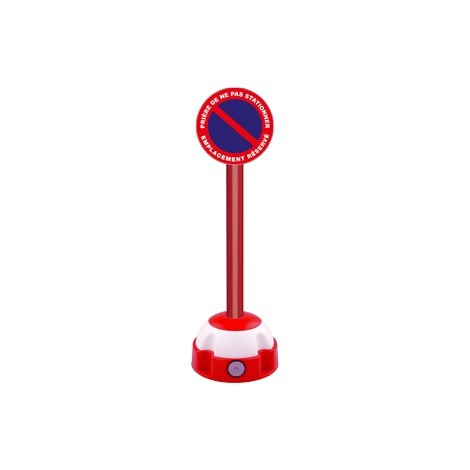 Poteau aluminium Rouge sur socle balise avec panneau - Défense de stationner emplacement réservé - 2030298 - rouge laqué