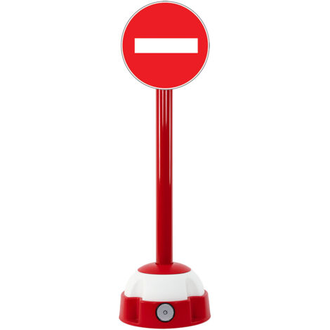 Poteau aluminium Rouge sur socle balise avec panneau - Sens interdit - 2030274 - rouge laqué