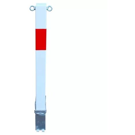 Poteau amovible 100PE-WR BLANC/ROUGE (s'entrouvrant) haute résistance avec oeillet pour chaine