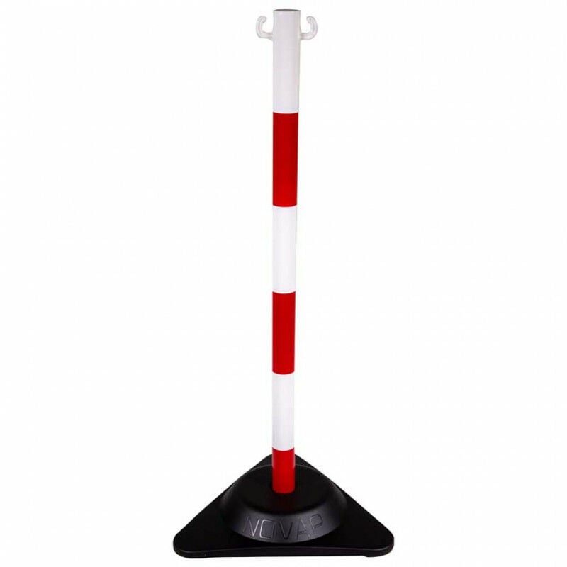 Poteau de balisage X-POST rouge/blanc sur socle lesté SOFOP