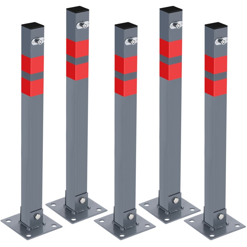 Poteau de délimitation, Barrière de parking pliable universelle, Poteau de délimitation de parking, Chaîne,5x Set