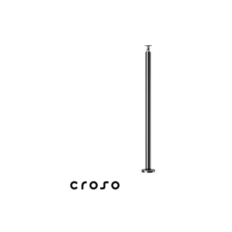 Croso - Poteau de garde corps au sol support pour lisse AISI304 brosse - Hauteur : 970 mm - Diamètre : 42.4 mm - inox 304