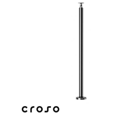 Poteau de garde corps au sol support pour lisse AISI304 brosse - Hauteur : 970 mm - Diamètre : 42.4 mm - inox 304 - CROSO