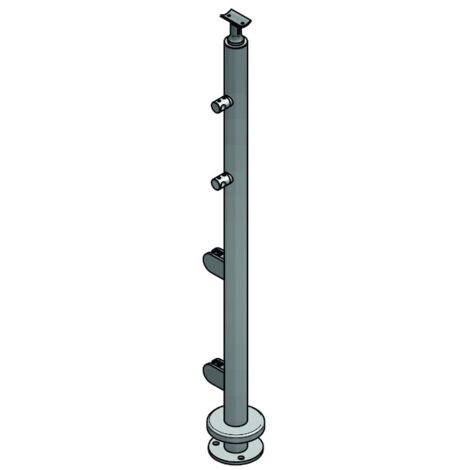Poteau de garde corps au sol support pour lisse - Hauteur : 1012.4 mm - Diamètre : 42.4 mm - inox 304 - CROSO