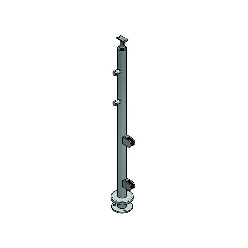 Poteau de garde corps au sol support pour lisse - Hauteur : 1024 mm - Diamètre : 42.4 mm - inox 304 Croso
