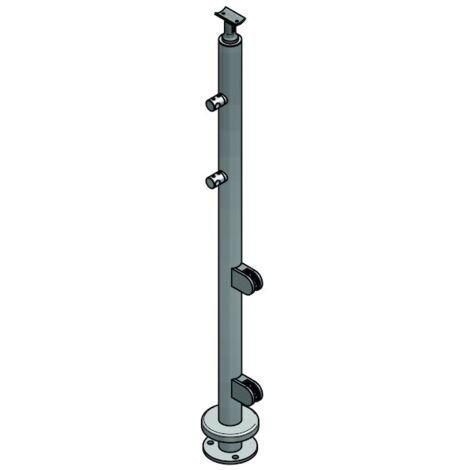 Poteau de garde corps au sol support pour lisse - Hauteur : 1024 mm - Diamètre : 42.4 mm - inox 304 - CROSO