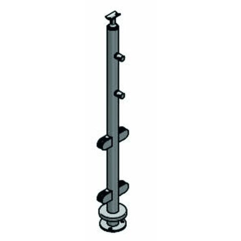 Poteau de garde corps au sol support pour lisse - Hauteur : 1024 mm - Diamètre : 42.4 mm - Matière : inox 304 - CROSO