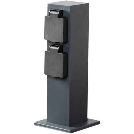 KANLUX Poteau de jardin 2 prises 230V - Acier inoxydable - IP44 - Anthracite