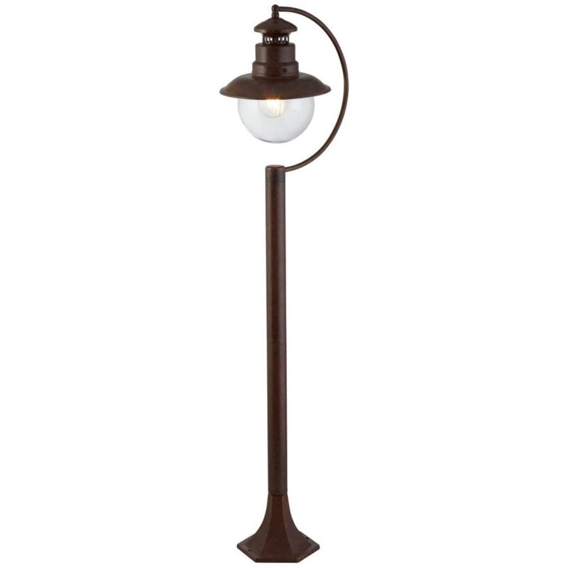 Poteau de jardin extérieur Searchlight Station 1 Light (hauteur 1100 mm) - Brun rustique avec verre transparent
