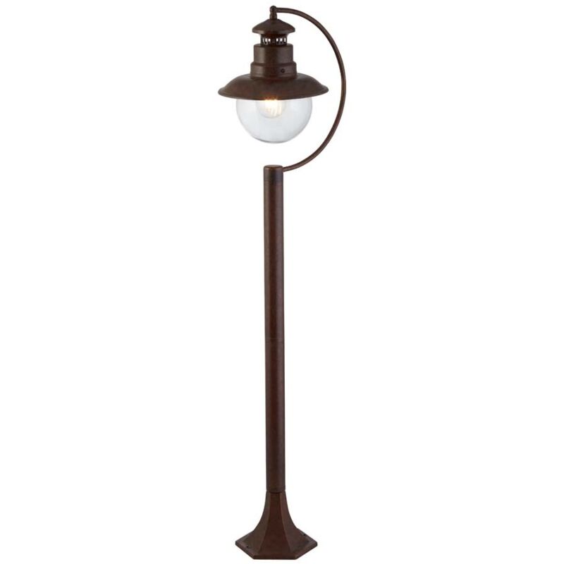 Poteau de jardin extérieur Searchlight Station 1 Light (hauteur 1100 mm) - Brun rustique avec verre transparent