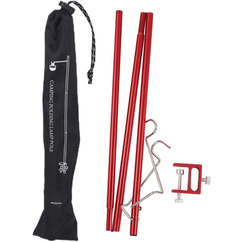 Poteau de Lampe Pliable en Alliage d'Aluminium, Support Polyvalent pour Lanterne de Camping avec Double Crochet