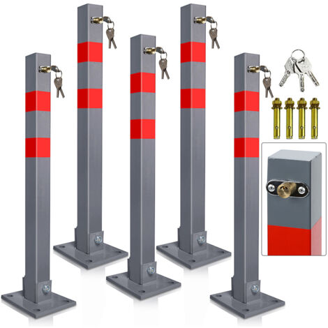 Poteau de Parking 5x Poteau de délimitation 65cm Barrière de parking Rabattable Bollard à bétonner Poteau de barrage