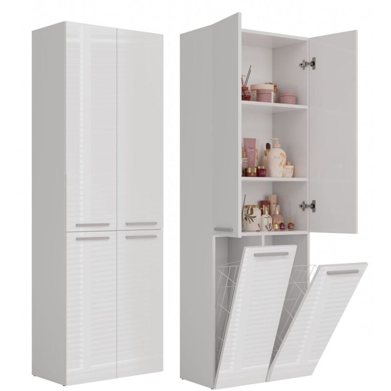 Poteau de salle de bain Nel 2K/DD, blanc brillant