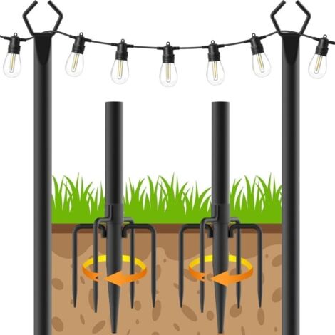 Poteau d'éclairage pour terrasse - 2 paquets de 3m pour l'extérieur Poteau d'éclairage en acier pour la décoration extérieure du jardin. de l'arrière-cour (Paquet de 2) [Classe énergétique G]
