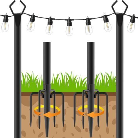 Poteau d'éclairage pour terrasse - 2 paquets de 3m pour l'extérieur Poteau d'éclairage en acier pour la décoration extérieure du jardin, de l'arrière-cour (Paquet de 2) [Classe énergétique G]