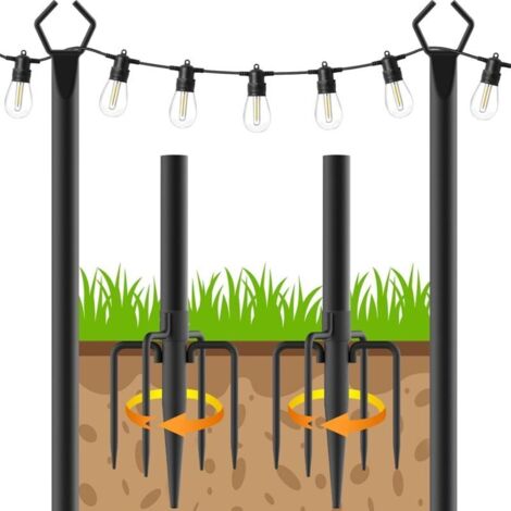 Poteau d'éclairage pour terrasse - 2 paquets de 3m pour l'extérieur Poteau d'éclairage en acier pour la décoration extérieure du jardin, de l'arrière-cour (Paquet de 2) [Classe énergétique G]