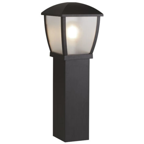 Poteau d'extérieur Searchlight Seattle (hauteur 730 mm) - noir avec panneaux givrés transparents