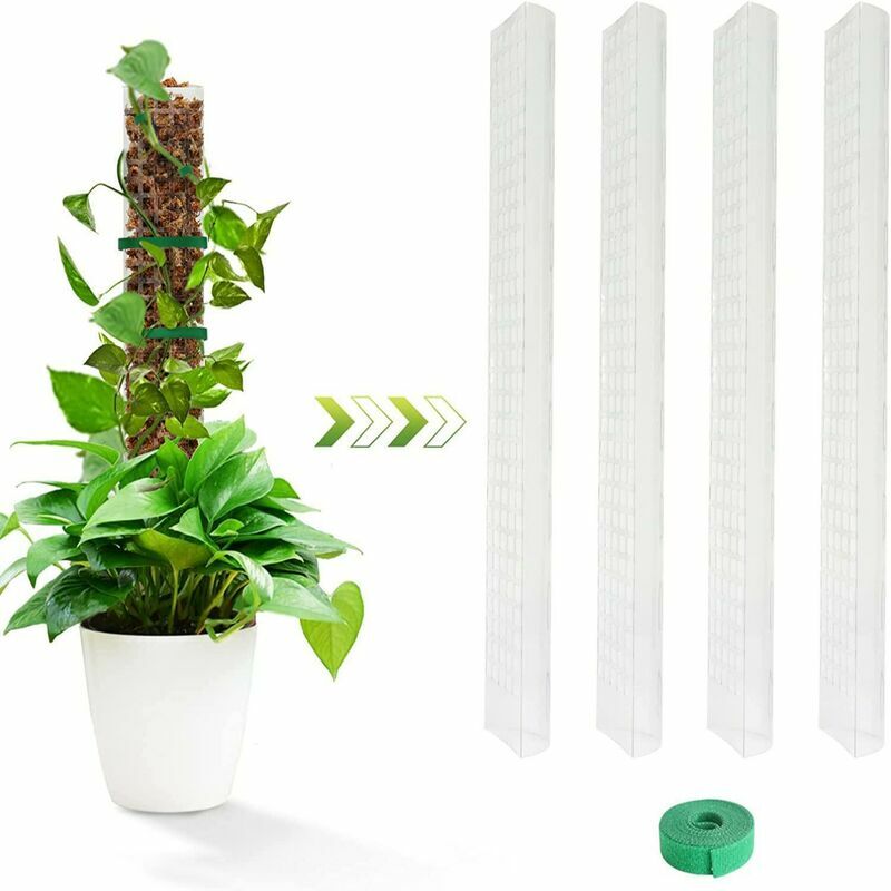 Tigrezy - Poteau en mousse en plastique pour plantes Monstera, 4 poteaux pour plantes grimpantes, support pour plantes d'intérieur