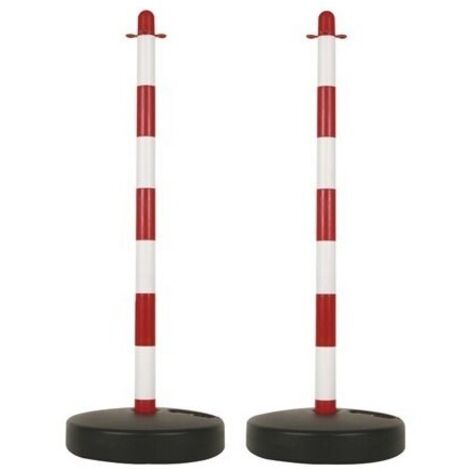 Poteau en plastique pour chaîne de signalisation - rouge/blanc - 2 pcs