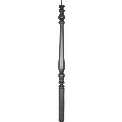 Poteau estampé nombreux détails - Hauteur 1150mm base ronde Ø60mm - Fonte - À sceller - DECO FER FORGE