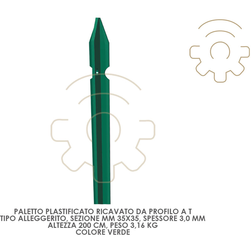 Inferramenta - Poteau plastifiA section 200 cm 35 x 35 mm a paisseur 0,3 couleur verte obtenue a partir du profil t