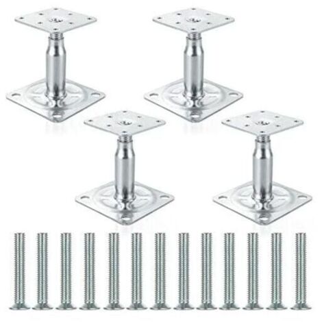 Poteau pour clôture Support de colonne galvanisé réglable 100-150 mm, support de toit robuste pour structures – Lot de 4