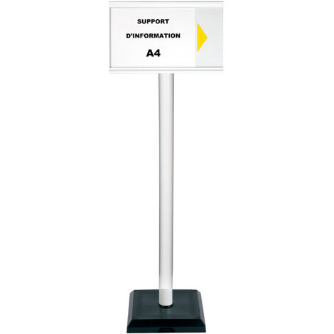 Poteau PVC Blanc sur socle lesté 3kg avec support d'information A4 - 2000567 - blanc