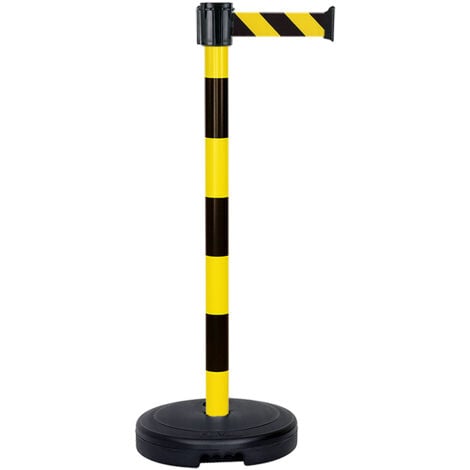 Poteau PVC Jaune/Noir à sangle Jaune/Noir hachuré 3m x 50mm sur socle 9kg à lester - 2800020