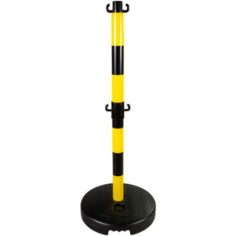 Poteau PVC Jaune/Noir avec crochets à mi-hauteur sur socle à lester 9kg - 2000963
