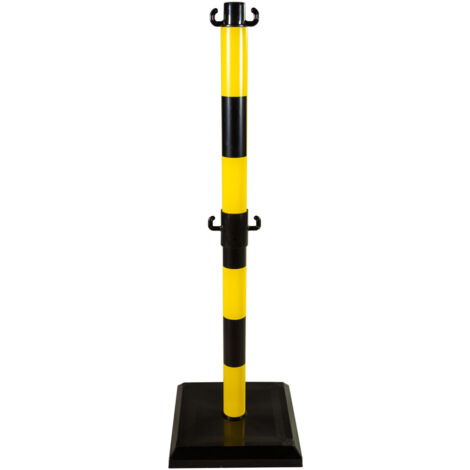 Poteau PVC Jaune/Noir avec crochets à mi-hauteur sur socle lesté 3kg - 2000987