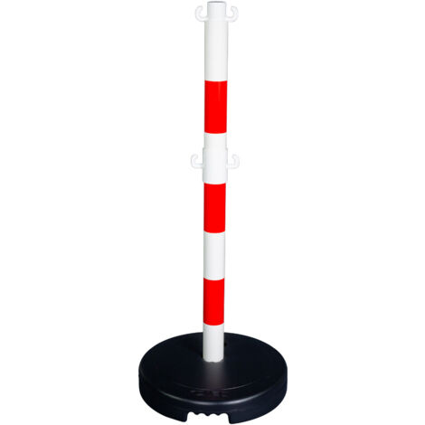 Poteau PVC Rouge/Blanc avec crochets à mi-hauteur sur socle à lester 9kg - 2000956