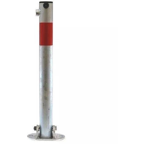 Poteau rabattable 610-GR GALVANISÉ/ROUGE (clefs distinctes) bande rouge réfléchissante